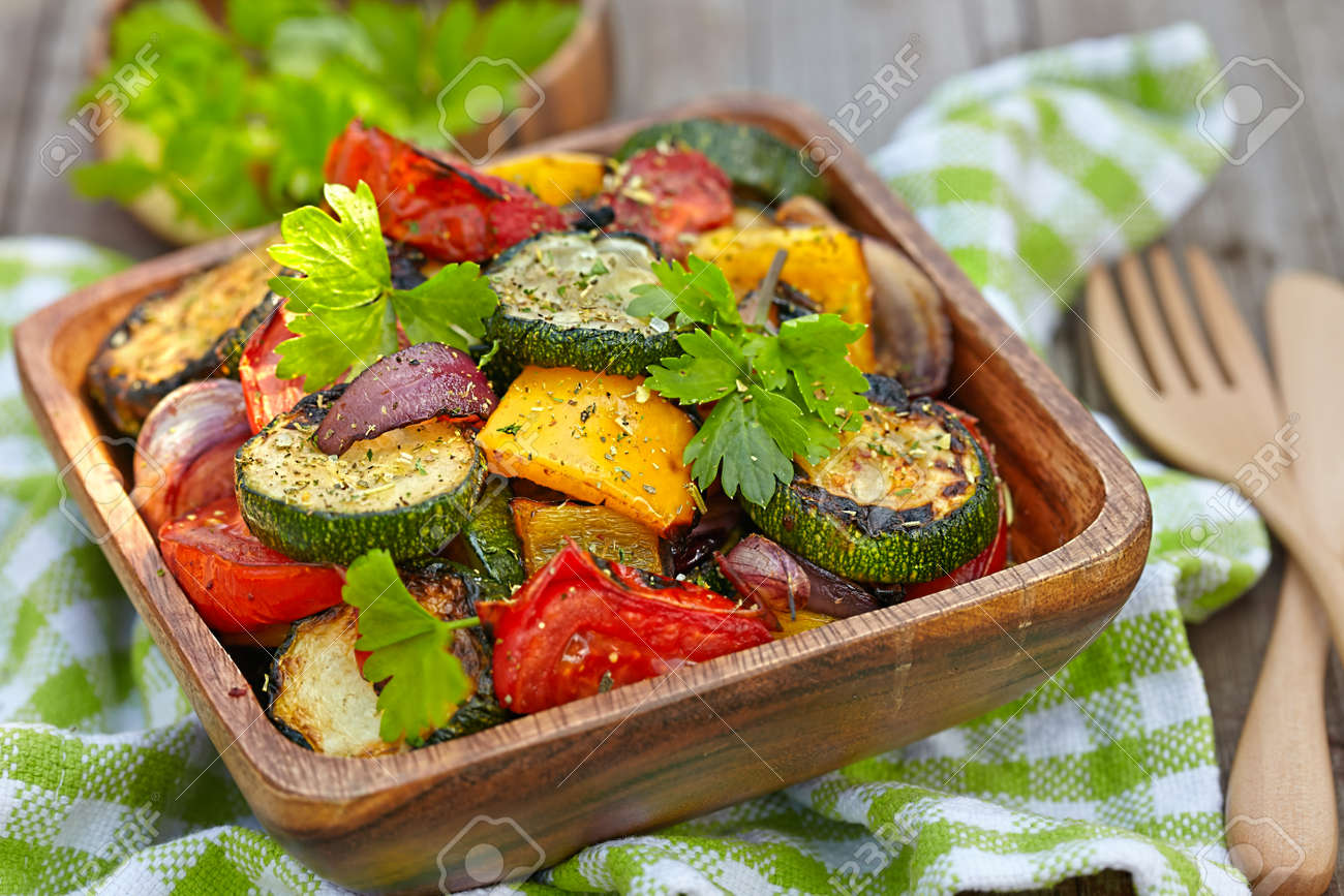 35836322-grilled-vegetables-salad-with-zucchini-eggplant-onions-peppers-and-tomato